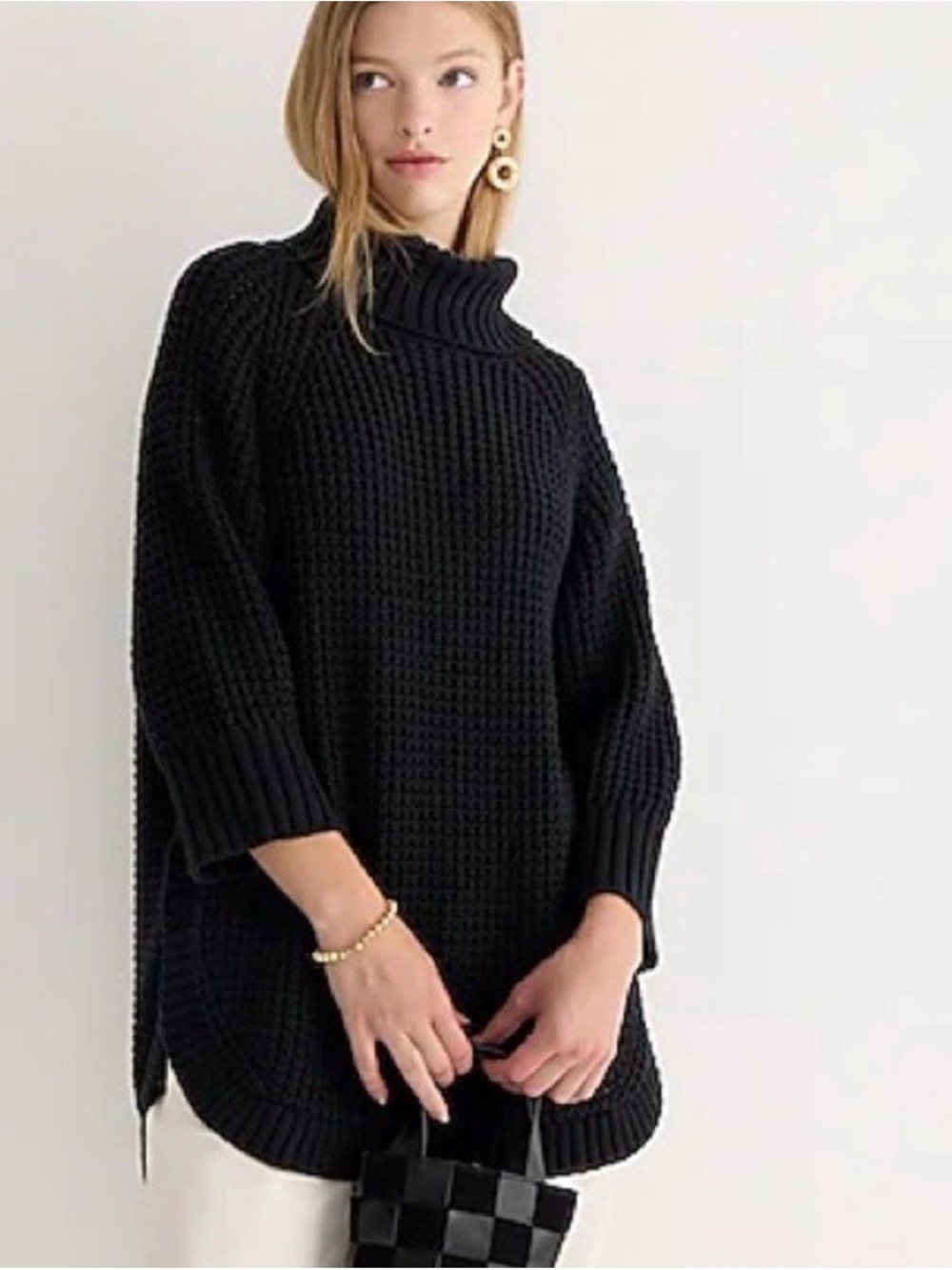 J. Crew Black Chunky Turtleneck Tunic Sweater size S/M. EUC.